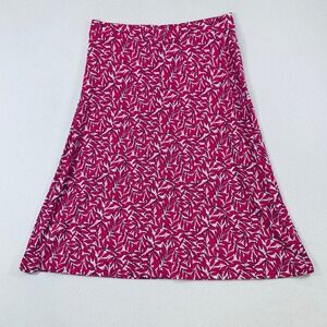Kasper Women's Size L Pink White Floral Leaf Print Pull On Midi A-Line Skirt